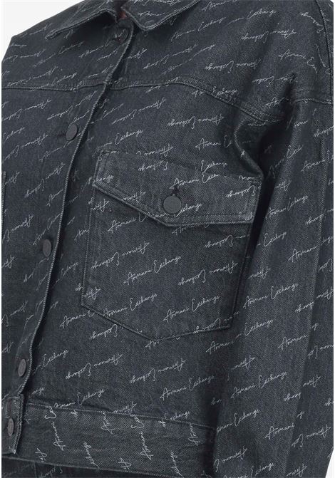 Women's black denim jacket with handwritten jacquard logo ARMANI EXCHANGE | 6DYB20Y18BZ42AC
